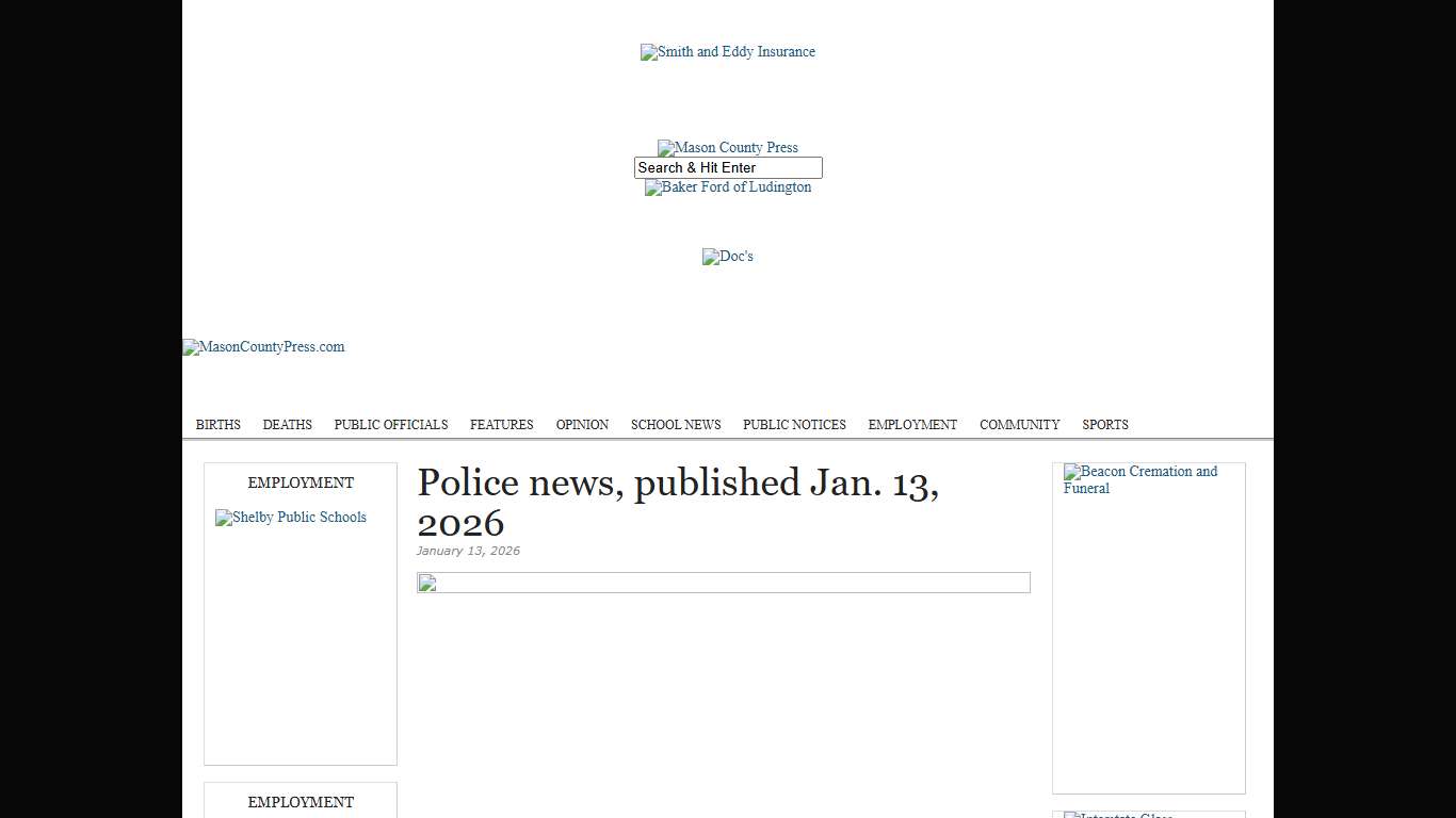 Police news, published Jan. 13, 2026 MasonCountyPress.com