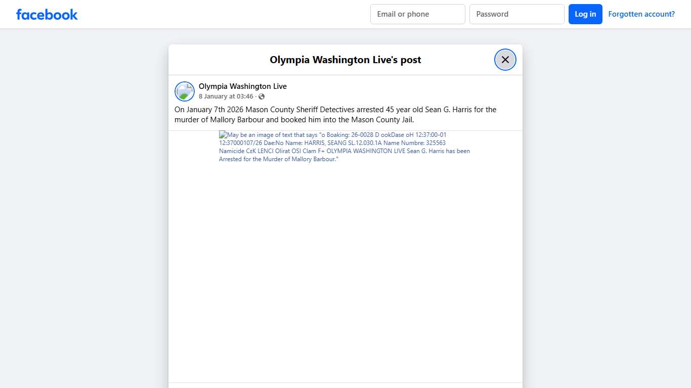 On January 7th 2026 Mason County... - Olympia Washington Live Facebook